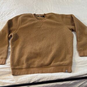 Lands End sherpa polar fleece sweatshirt, tan, mens XL